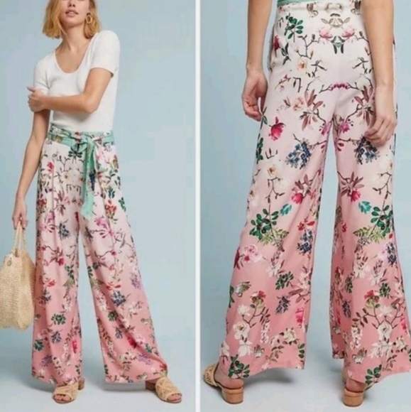 *NEW* Hemant & Nandita wide leg floral ombre pants trousers